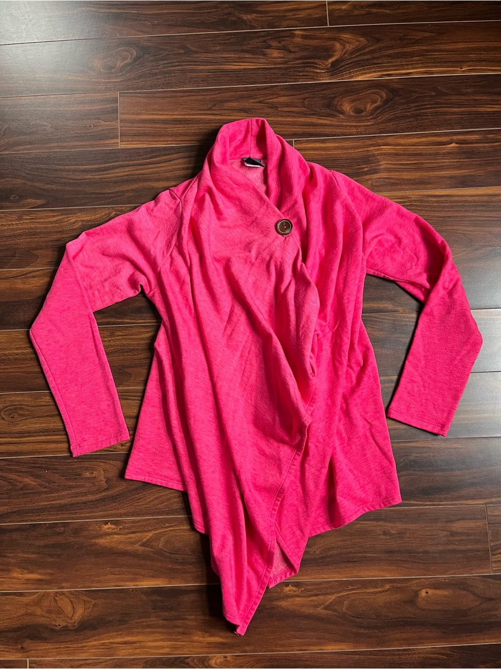 Bobeau Pink Fleece Asymmetrical Waterfall Cardigan, M, EUC